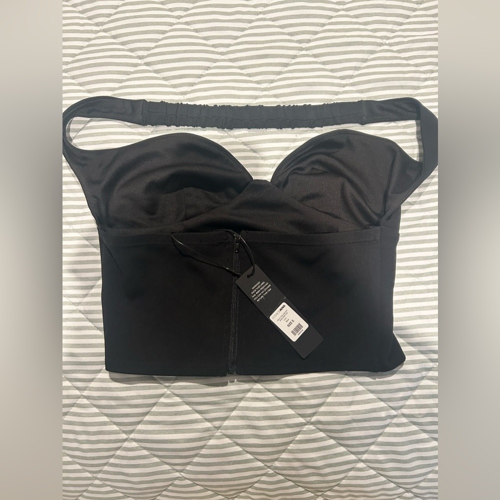 Fashion Nova Black Longline Strapless Bustier Crop Top